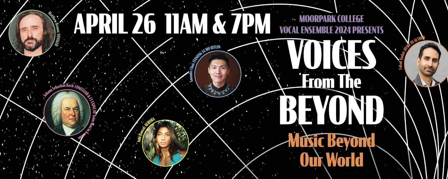 The MC Vocal Ensemble presents Voices from the Beyond on April 26, 2024 at 11am and 7pm in the Performing Arts Building, Main Stage Theater.