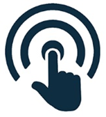 icon of index finger pointing at center of radio waves
