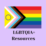 progress pride flag. Text reads: LGBTQIA+ resources