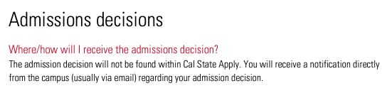 CSU Admissions Decisions