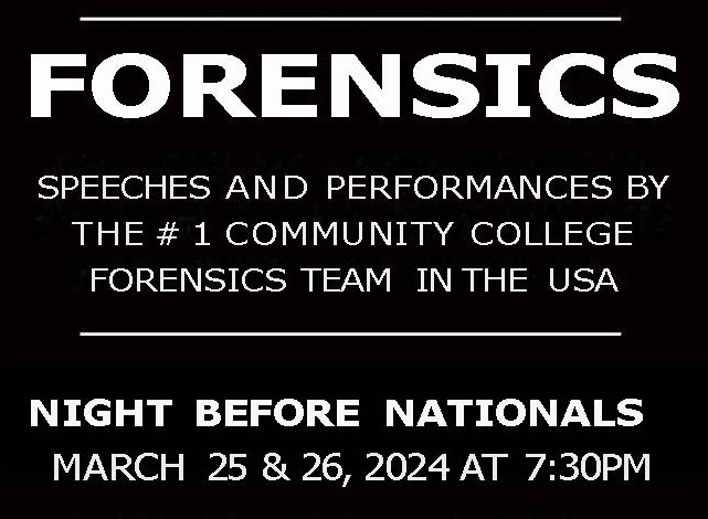 Speeches and performances from the #1 Community College Forensics Team in the USA!