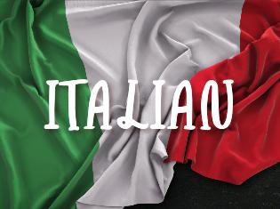italian flag with the word "Italian" across the flag