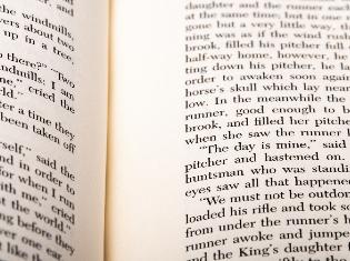 A close up of an open book.