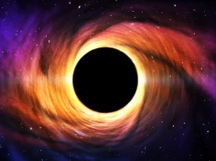 Visual representation of a black hole in the universe. 
