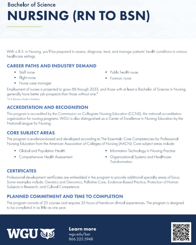 Nursing RN to BSN flyer