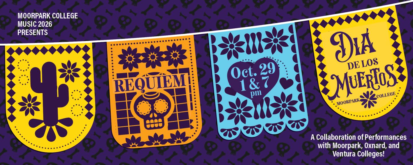 Image of poster for performances of Requiem Dia de los Muertos Concert on October 29th at 1:00pm and 7:00pm.