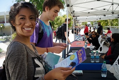 photo of students at career day on campus