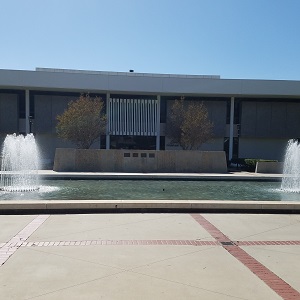 Fountain Hall building with water fountains