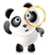 Panda looking through a magnifying glass