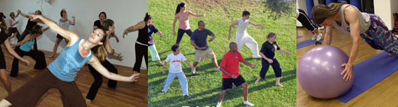 collage of fitness classes