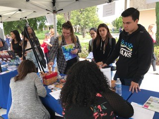 Photo of students playing a health education game