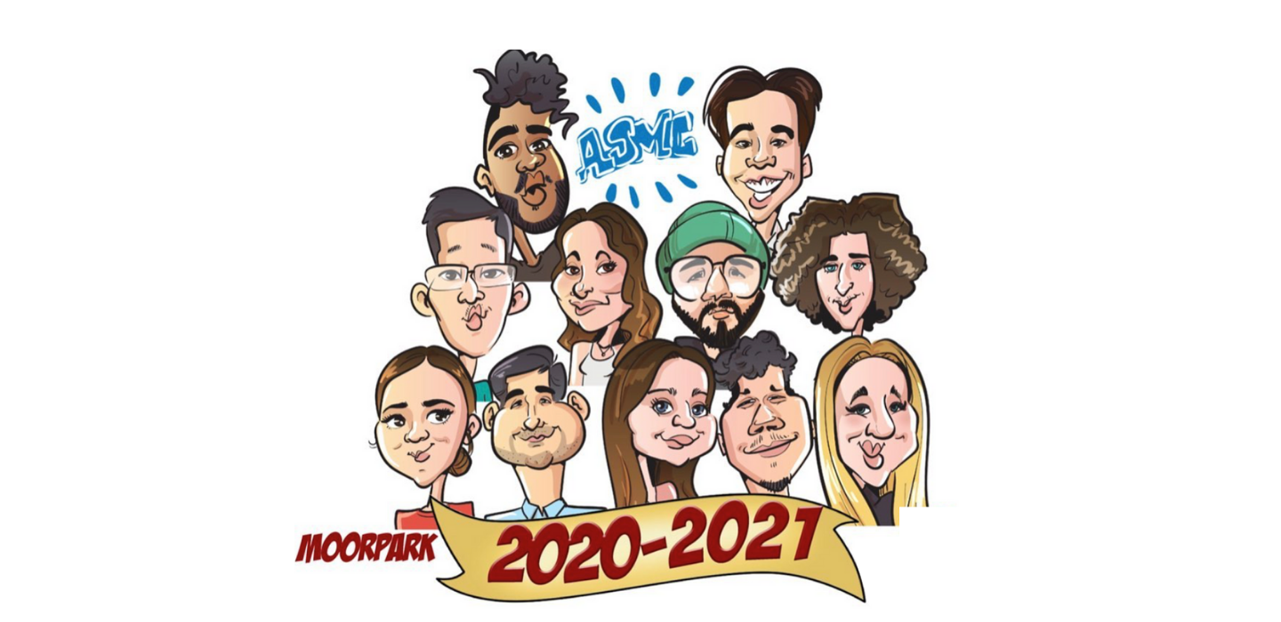 ASMC Board members are depicted as caricatures. 