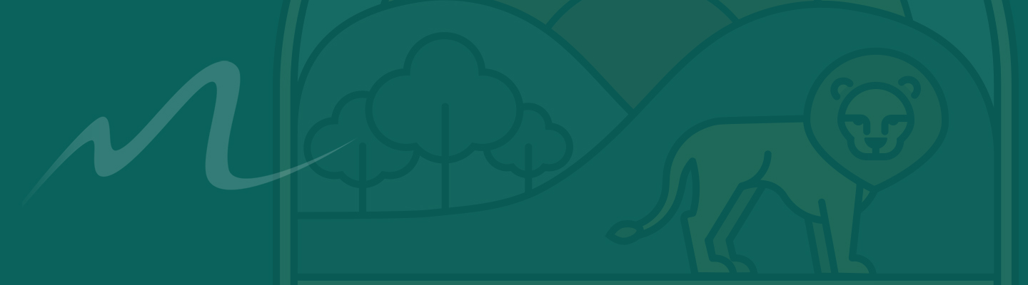 Teal background with ghosted lion