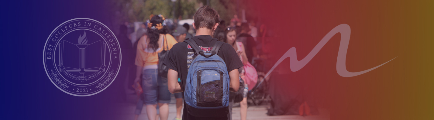 Student with backpack in rainbow colors