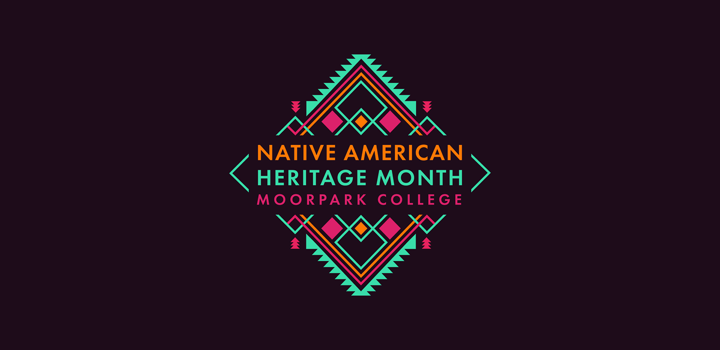 native american history month logo on maroon background