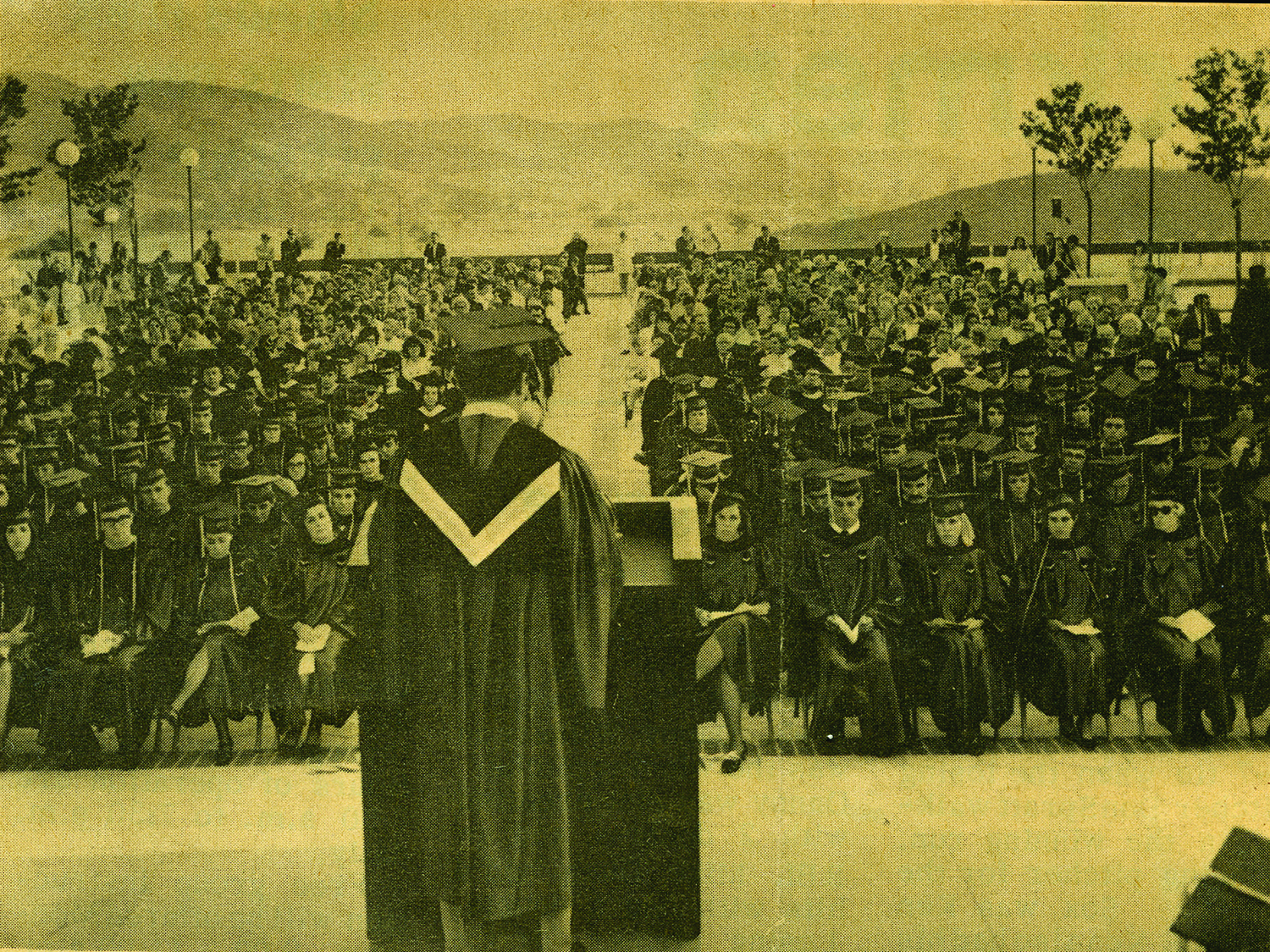 Vintage image of MC students from the graduation in '60s