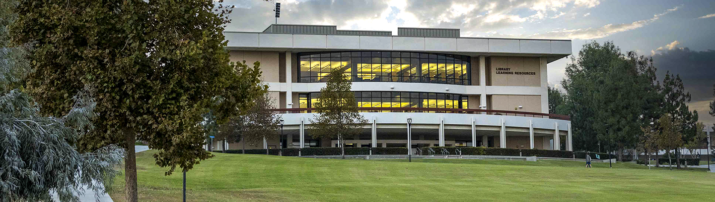 evening photo of the MC library
