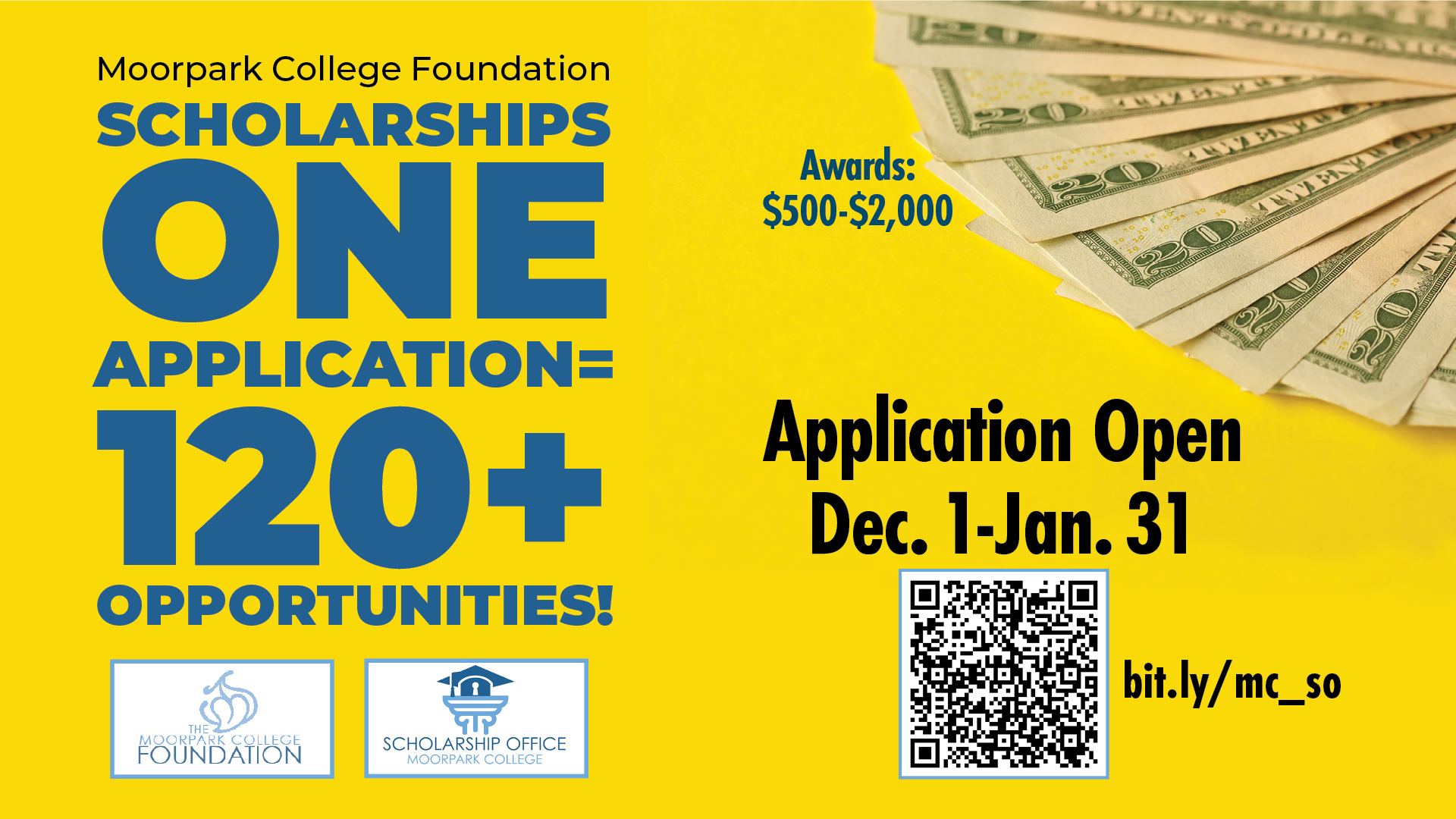 Moorpark College Foundation Scholarships, One Application = 120+ Opportunities