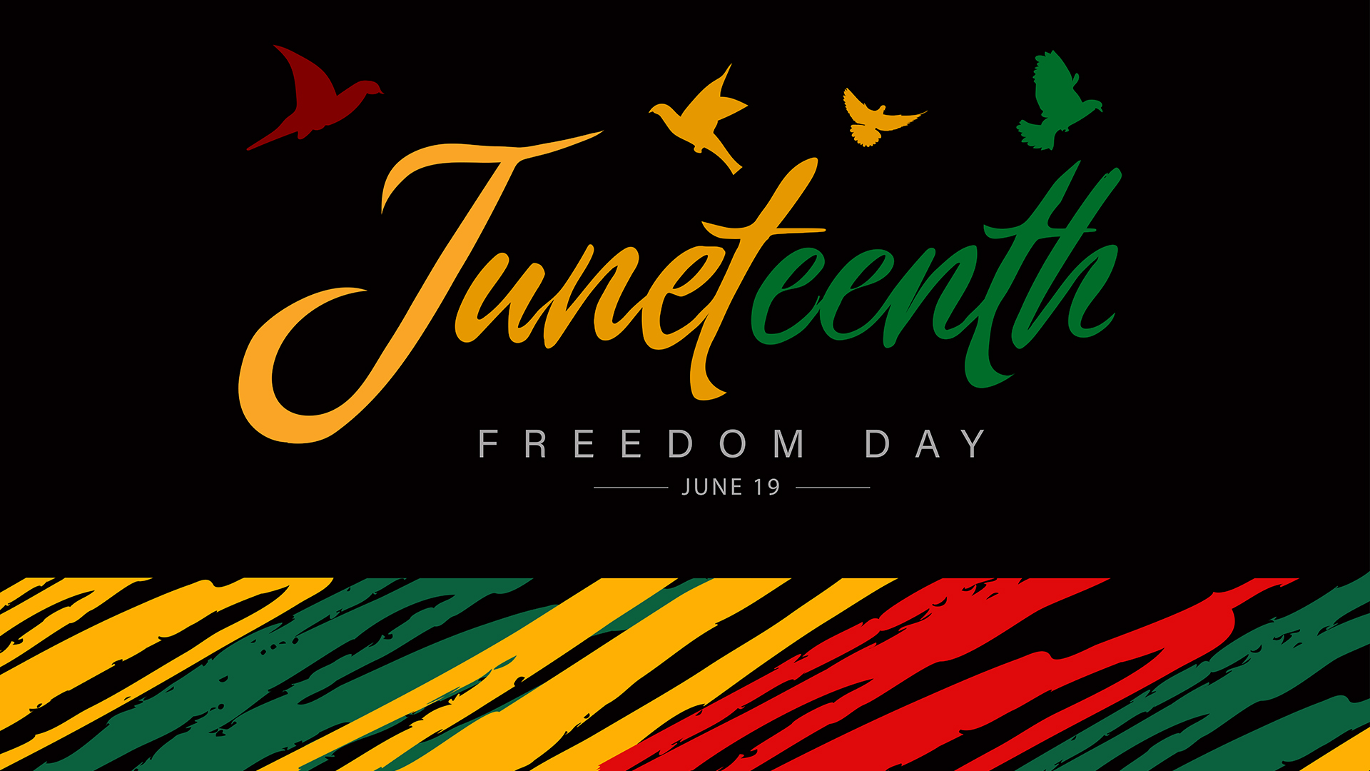 red, green and yellow juneteenth graphic