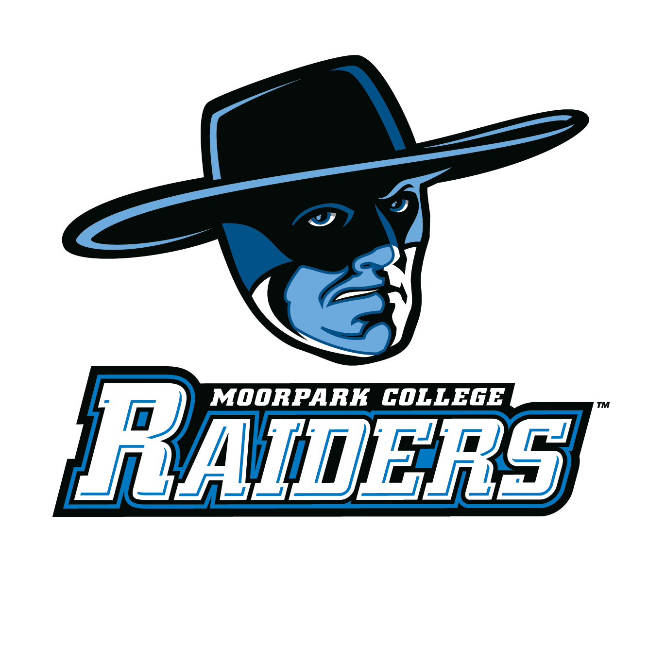 Graphic Logo Image of the Moorpark College Raider with text that reads Moorpark College Raiders. By Clicking on the image, the user will be redirected to the Athletics Website for Moorpark College