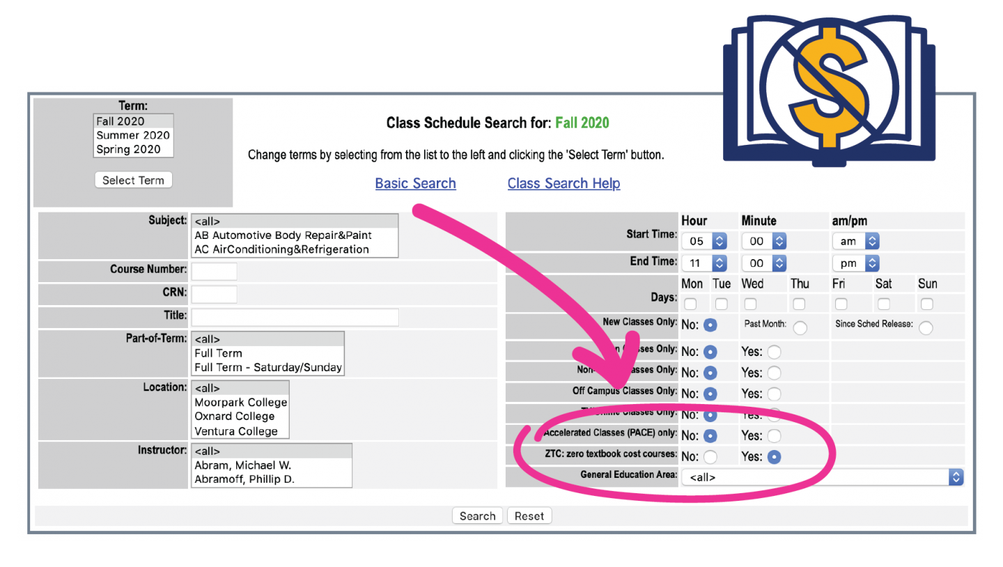 ZTC Search "Yes" option circled with an arrow