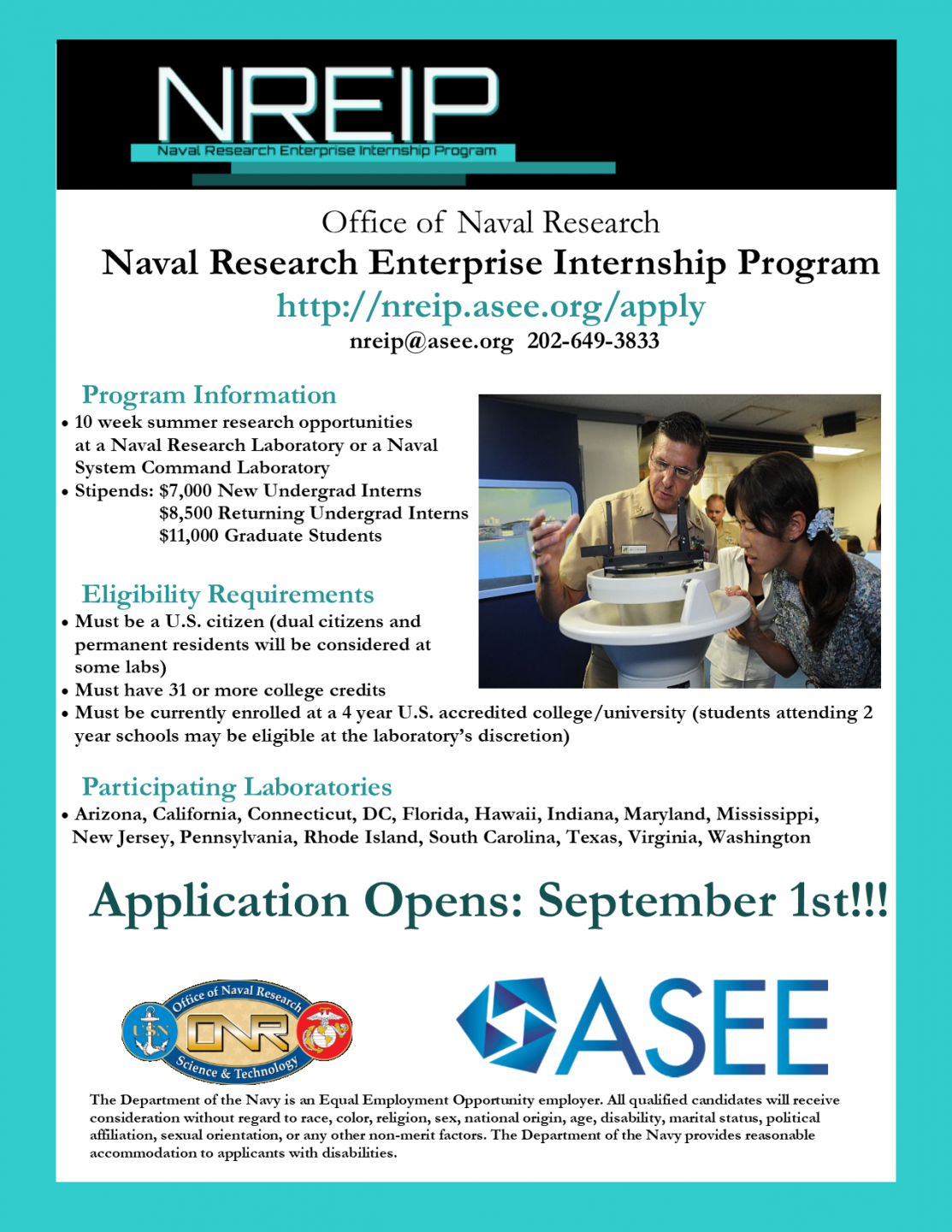 NREIP Paid Stem Internship Program flyer