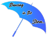 Logo image of an umbrella with the caption "Dancing in the Storm"