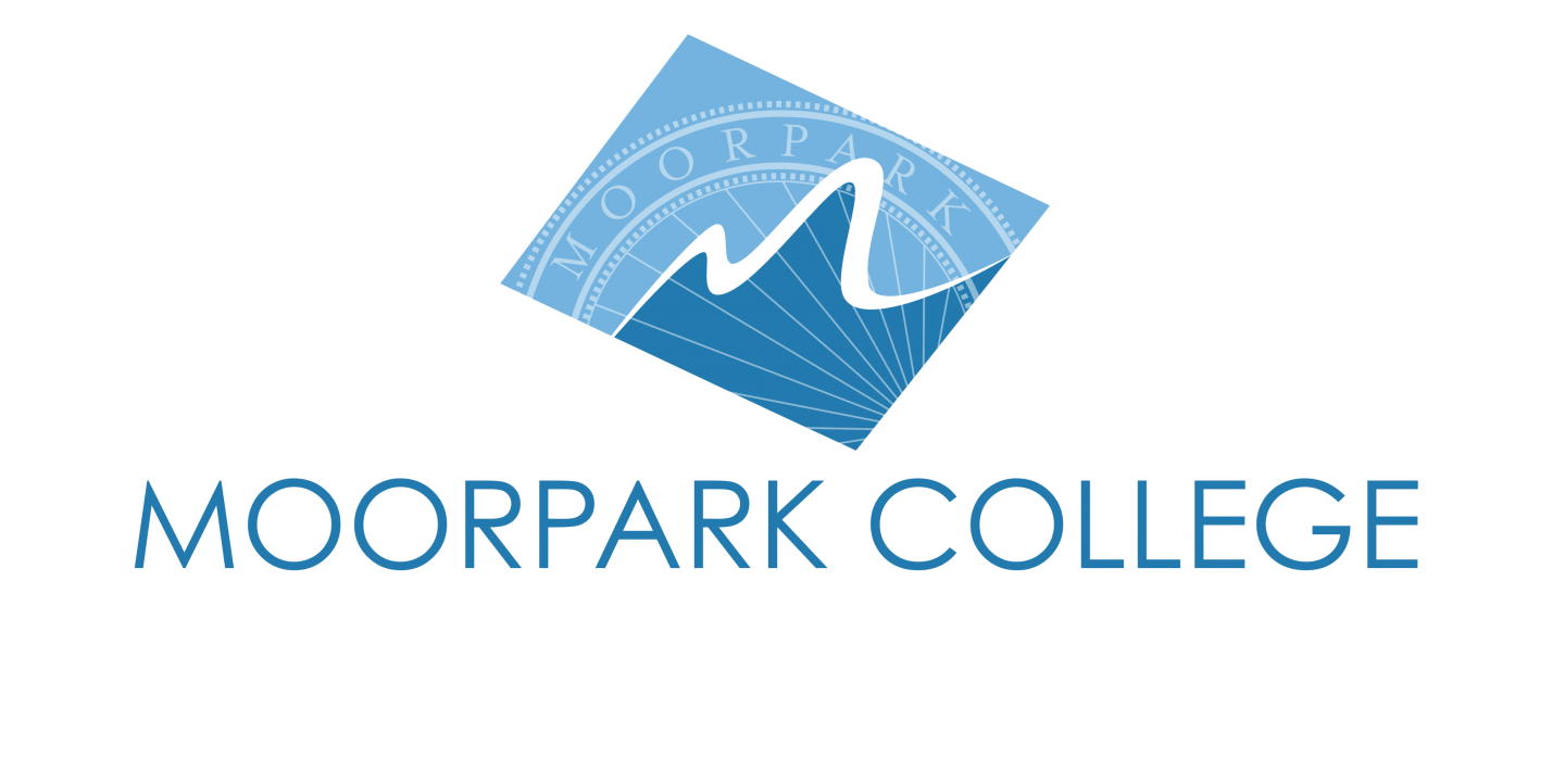 Moorpark College horizontal logo in blue tones