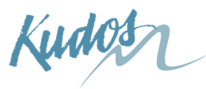 KUDOS logo in blue