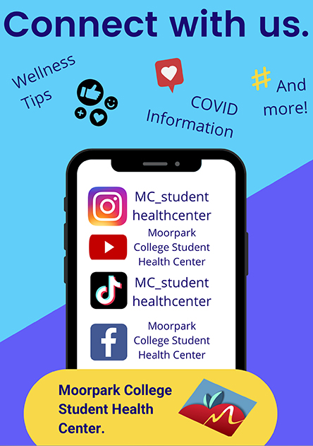 poster with social media icons for MC student health