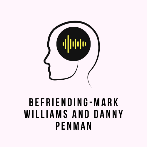 head outline with audio waves, text reads befriending-Mark Williams and Danny Penman
