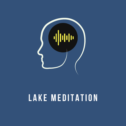 head outline with audio waves, text reads lake meditation 