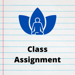 paper with meditation image, text reads "class assignment" 