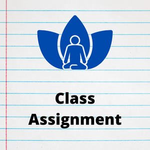 paper with meditation image, text reads "class assignment"