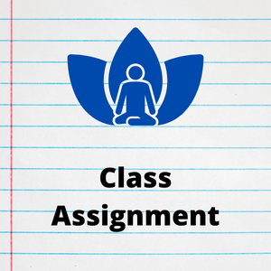 paper with meditation image, text reads "class assignment" 