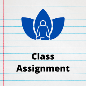 paper with meditation image, text reads "class assignment"