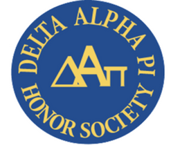 Delta Alpha Pi Honor Society shown in blue and yellow
