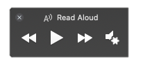 Microsoft Word Read ALoud Controls, Rewind button, play button fastforward button and Options button