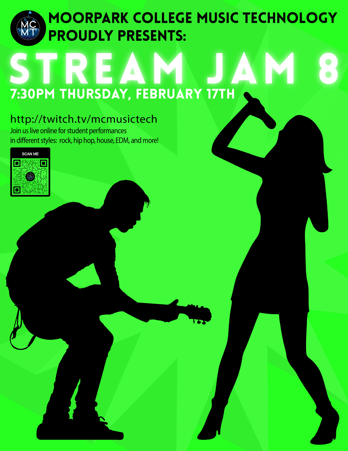 MC Music Technology Presents a FREE, VIRTUAL performance of their 8th STREAM JAM CONCERT at https://twitch.tv/mcmusictech