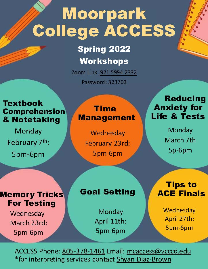 Spring 2022 ACCESS Workshops Flyer