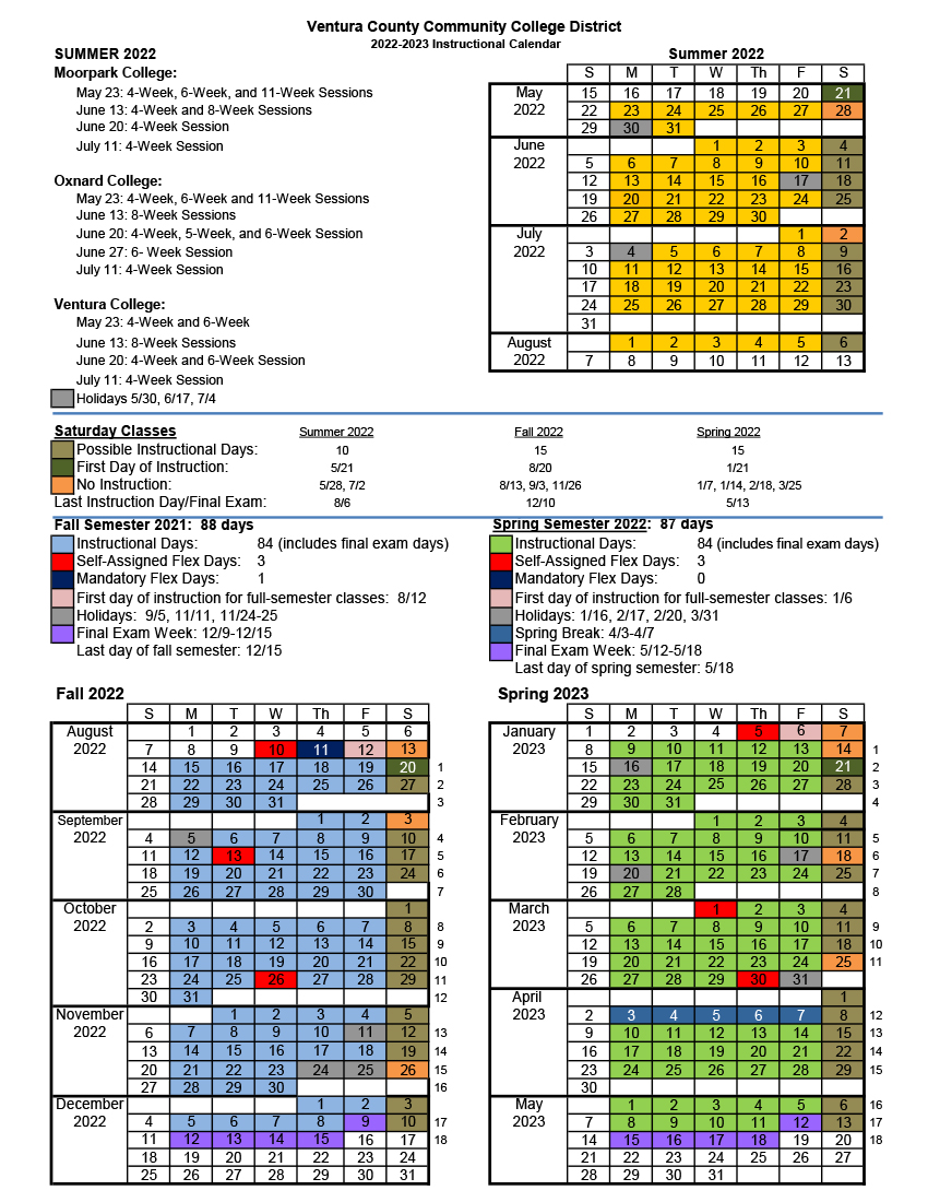 Academic Calendar  Moorpark College