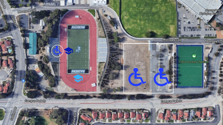 Accessible parking lots depicted