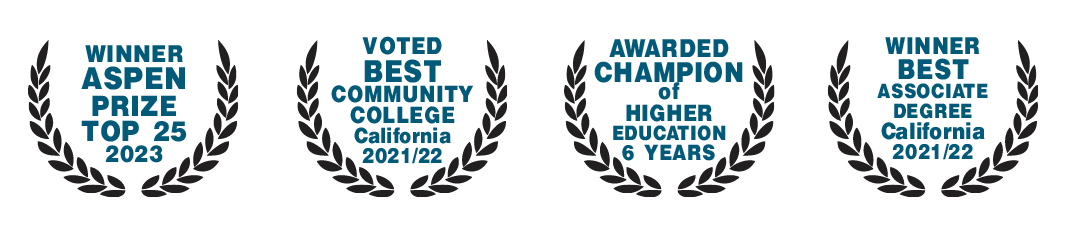 4 awards in black and blue lined up