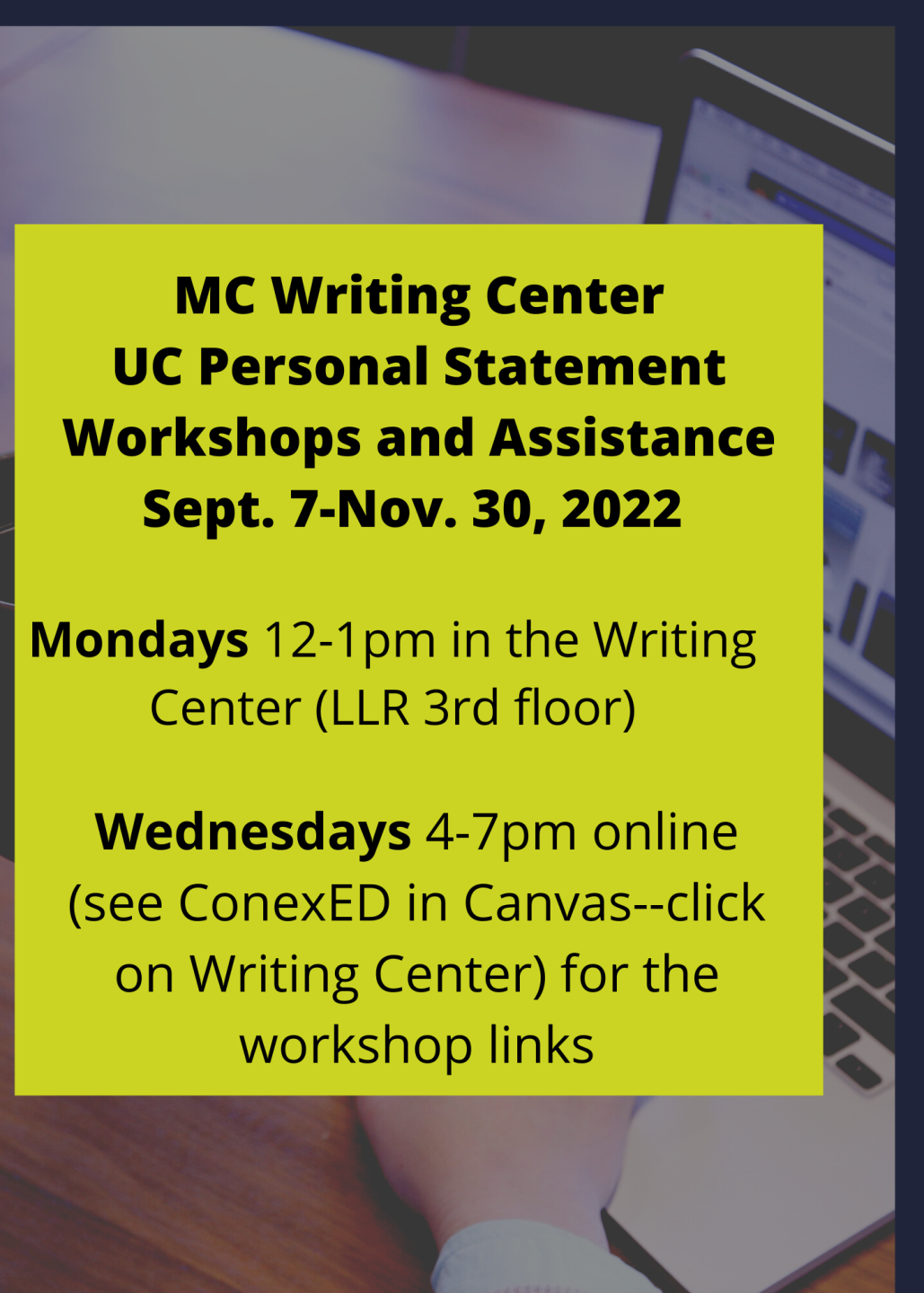 Personal Statement/Transfer and Scholarship Essay Resources and Workshops |  Moorpark College