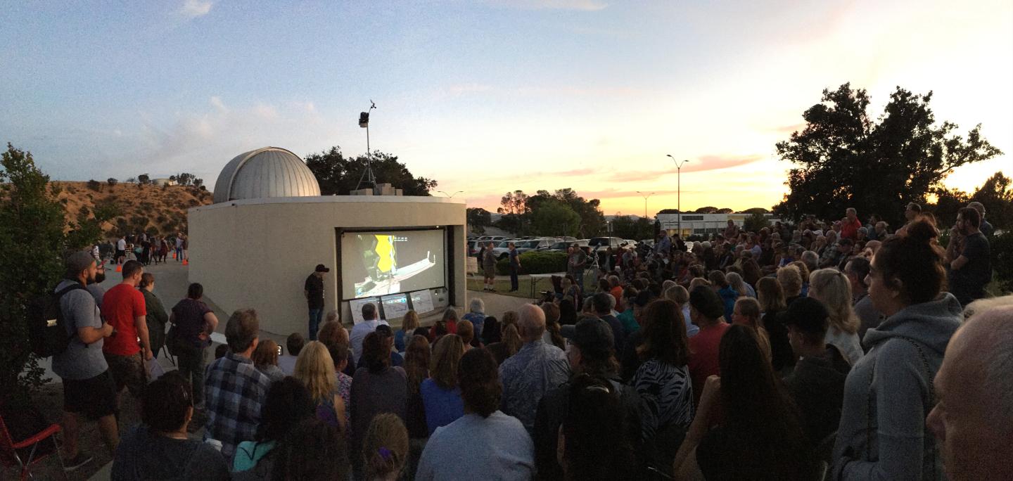Community members listen to a lecture during a Summer Star Party at the Moorpark College Observatory.