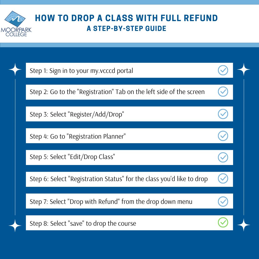 instructions in blue and white how to drop a class