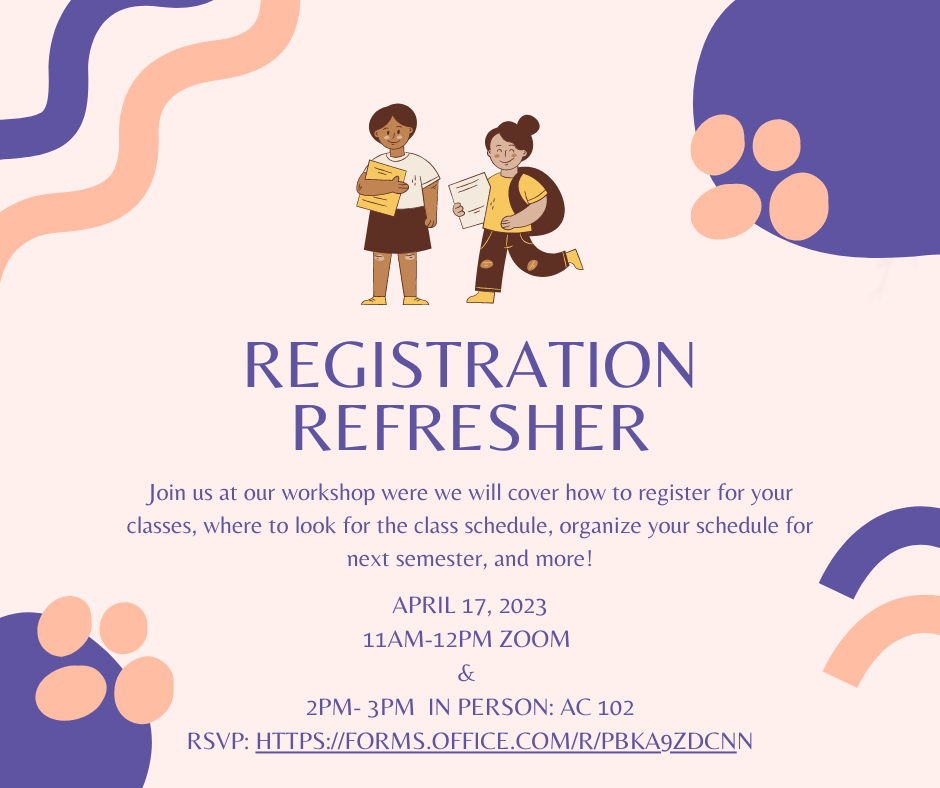 FYE Registration Refresher, April 17, 2023 11am-12pm zoom; 2pm-3pm in person AC 102