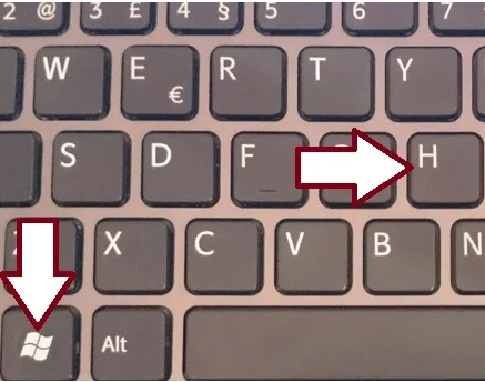 keyboard, shortcut, windows key, letter h