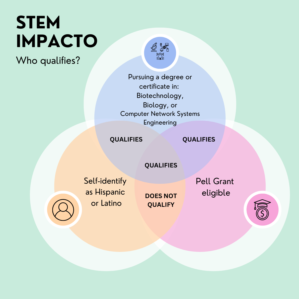 visual description of ways to qualify for STEM Impacto