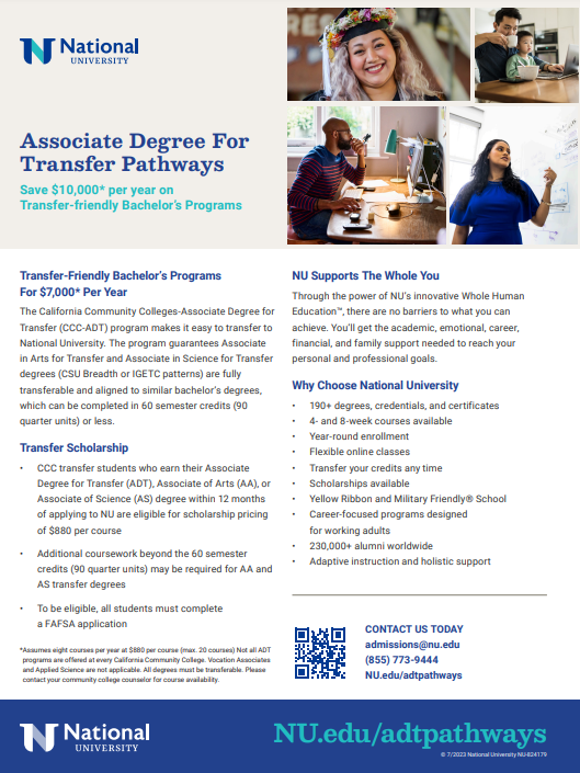 National University ADT Transfer Pathways